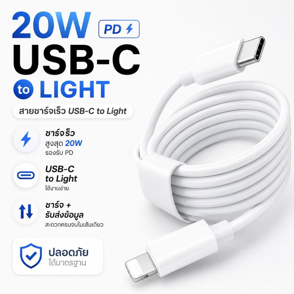 Cáp sạc PD USB Type C sang đèn 20W 30W Nhanh cho I5 ~ 14pro max