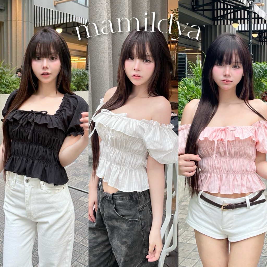 Mamildya.shop Áo trễ vai có thể đeo trên vai / K3-2 / NUSA-Mock