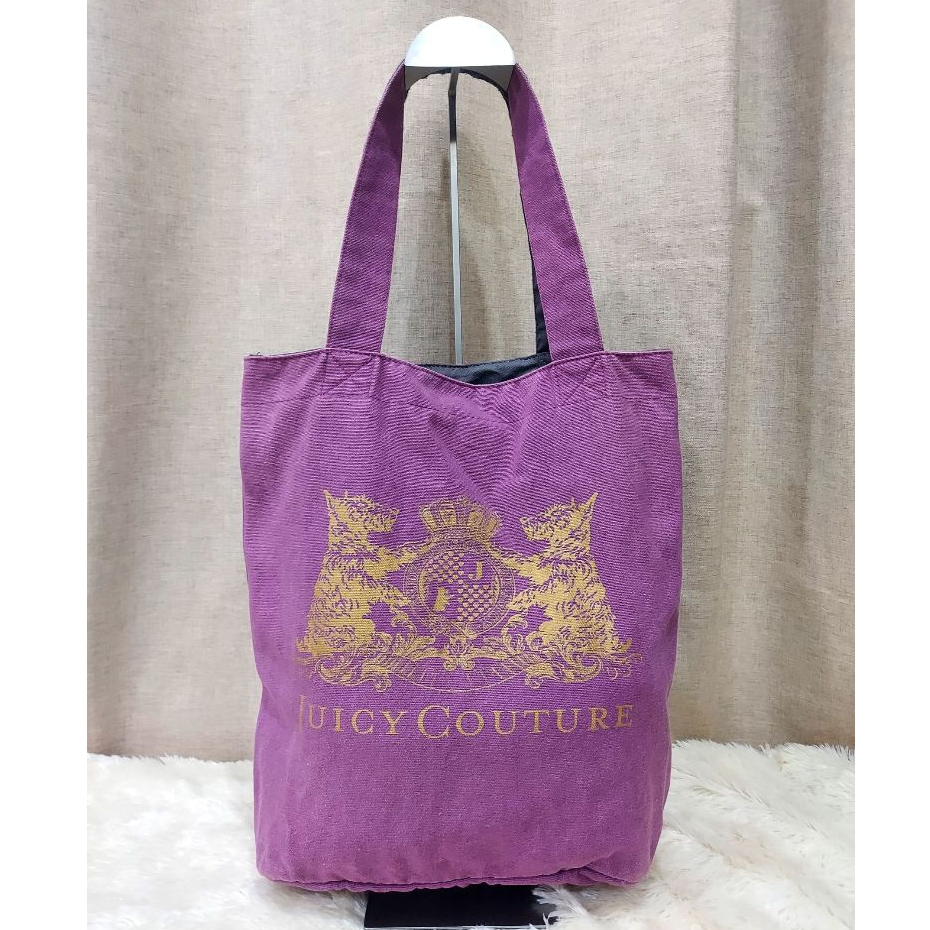 Juicy Couture Túi Tote vải có thể đảo ngược Ví mua sắm Vải hình màu tím với cánh hoa sen