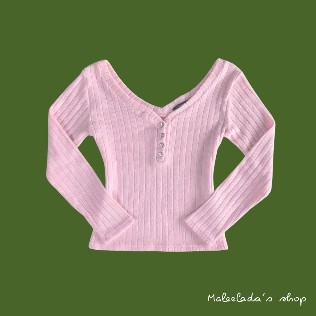Sợi lệch vai Mean girl ‍ ️ Nút pha lê màu hồng ngọt ngào Ngực giải mã đẹp Slim Fit