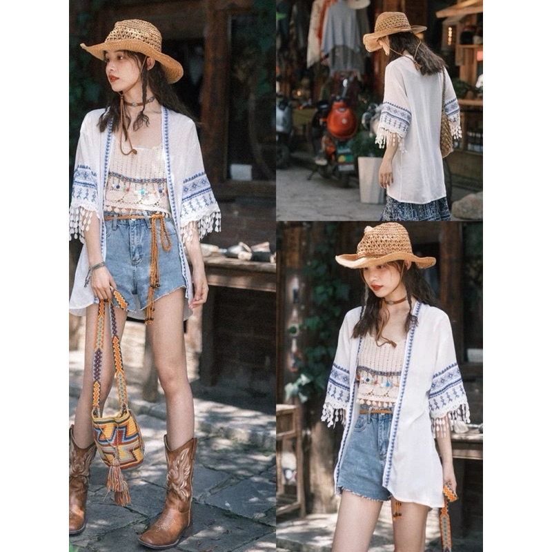 Áo sơ mi thêu ren Áo khoác Bohemian