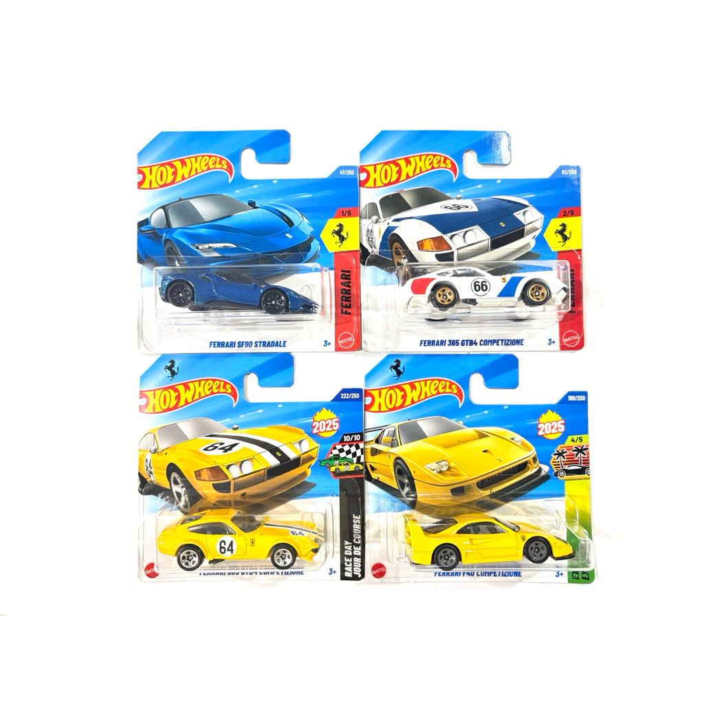 HOT WHEELS Bánh xe nóng | FERRARI F40 SF90 STRADALE 365 GTB4 COMPETIZIONE ~ Có sẵn trong gói ngắn 2 