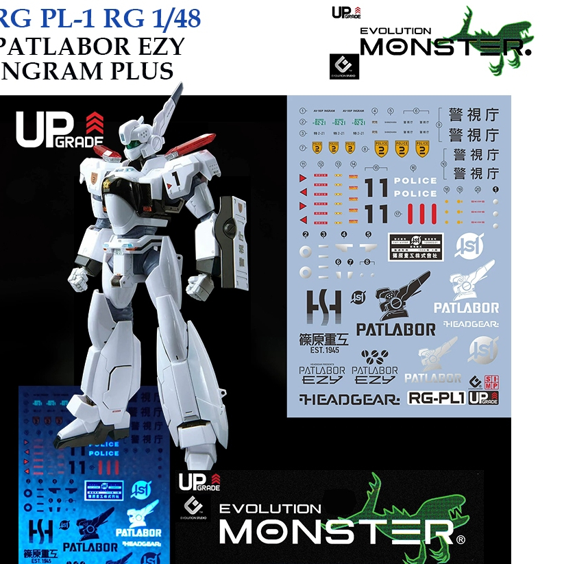 MONSTER EVO RG PL1 RG 1 / 148 INGRAM PLUS PATLABOR EZY NƯỚC SLIDE DECAL