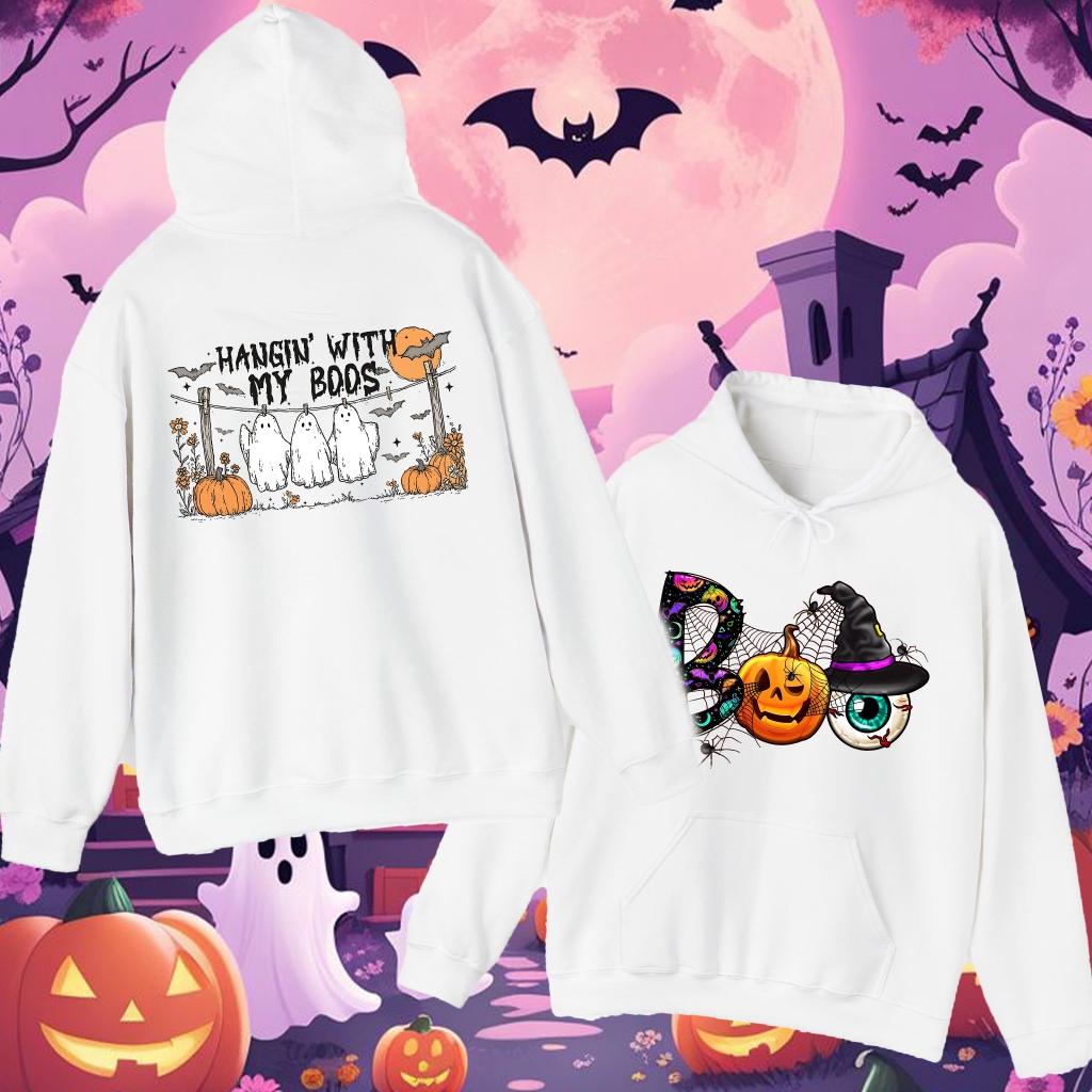 Áo hoodie Halloween Boo Cotton mềm Có trang phục dành cho người lớn cho Halloween. Vải dài tay kinh 