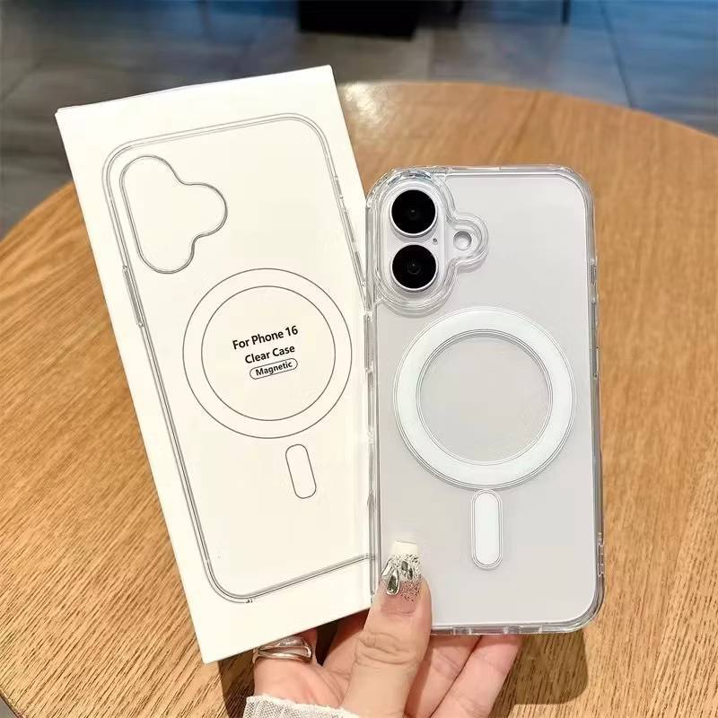 Ốp Lưng Từ Tính Trong Suốt Cho iPhone 16 16 16Pro Max 16Plus 16E Sạc Không Dây Giao Hàng Nhanh Thái 