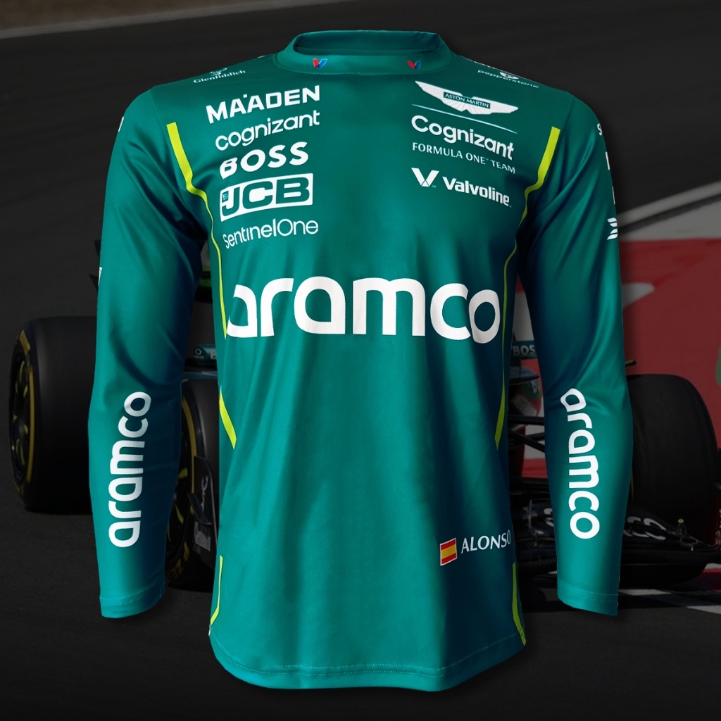 Áo Sơ Mi F1 Tay Dài Cổ Tròn Công Thức Một Đội Aston Martin Năm 2025 FM0128 Size S-5XL