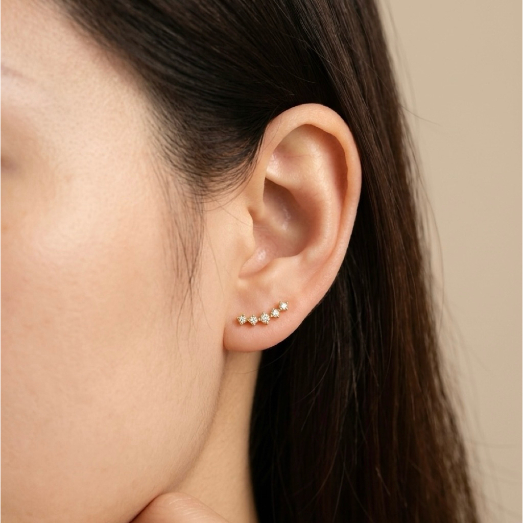 Bông tai đá quý TIARA Fedlia (Thép không gỉ vàng 18k) Thép mạ 18k có thể phơi ra nước Không bong tró