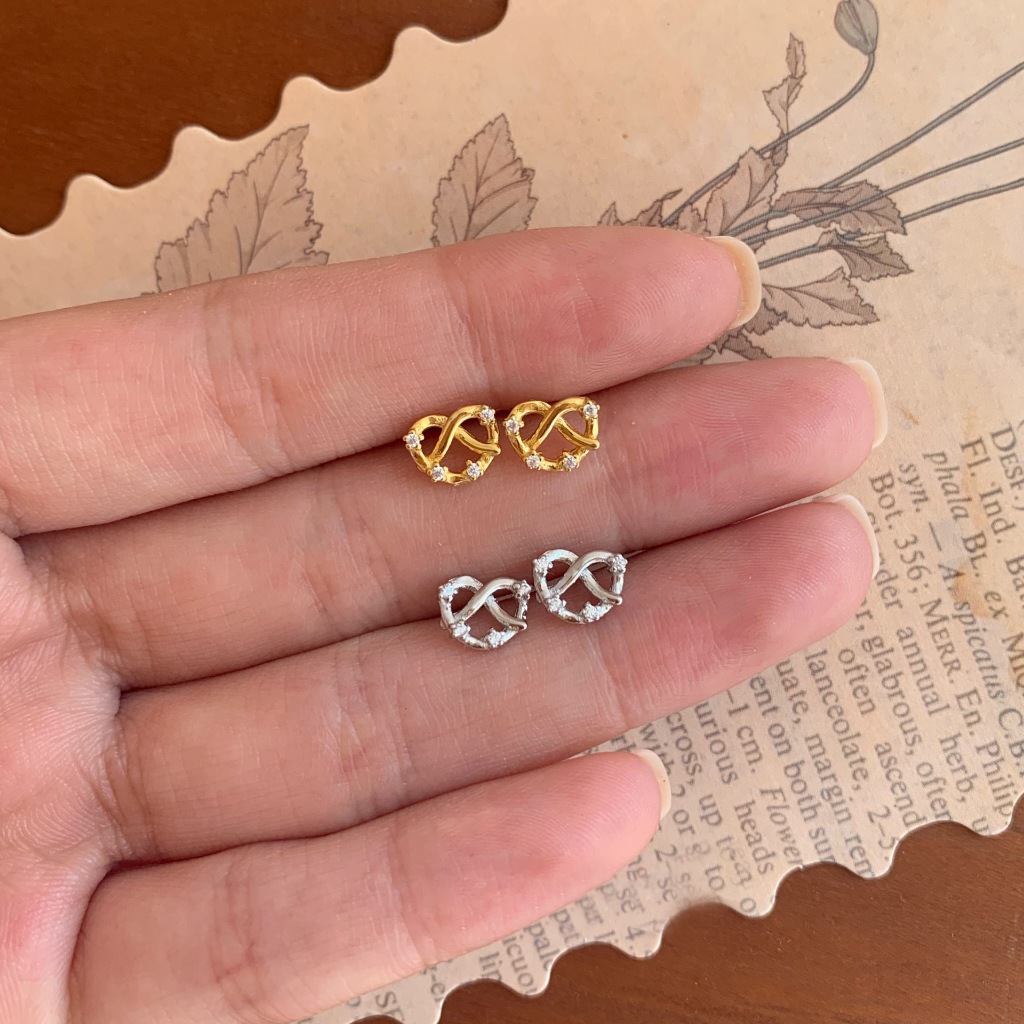 Bông tai bạc thật Infinity Love Màu vàng 1 đôi (S28)