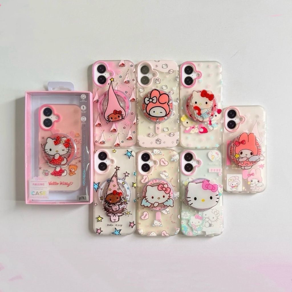 Thời trang cho vỏ họa tiết Kitty 17promax Bề mặt lưng mờ hoạt động với mô hình Griptok Iphone 16prom
