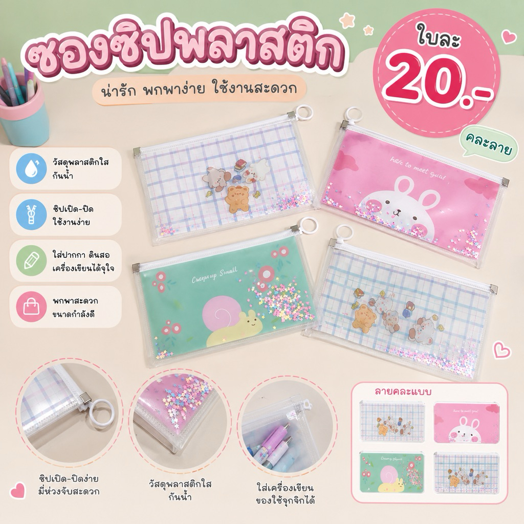 Túi Zip Nhựa Size B6 4 Thiết Kế Có Sẵn