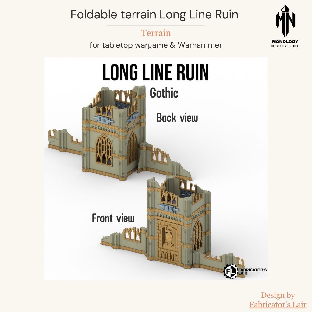 Địa hình có thể gập lại Long Line Ruin cho Warhammer 40k, Wargame, Kill team, v.v.
