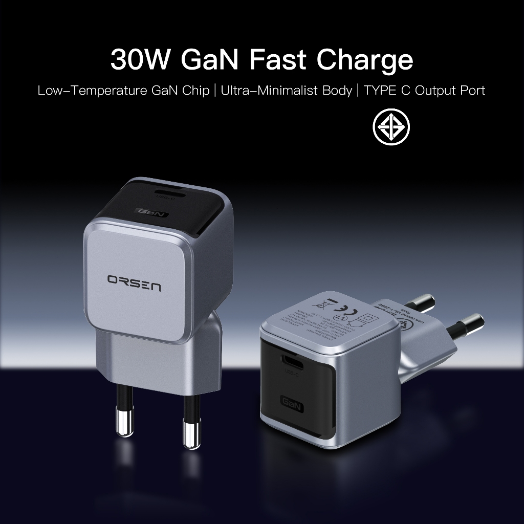 Orsen C33T USB-C Sạc Nhanh 30 Watts (W) Công Nghệ GaN Sạc Nhỏ PD Nhiệt Thấp