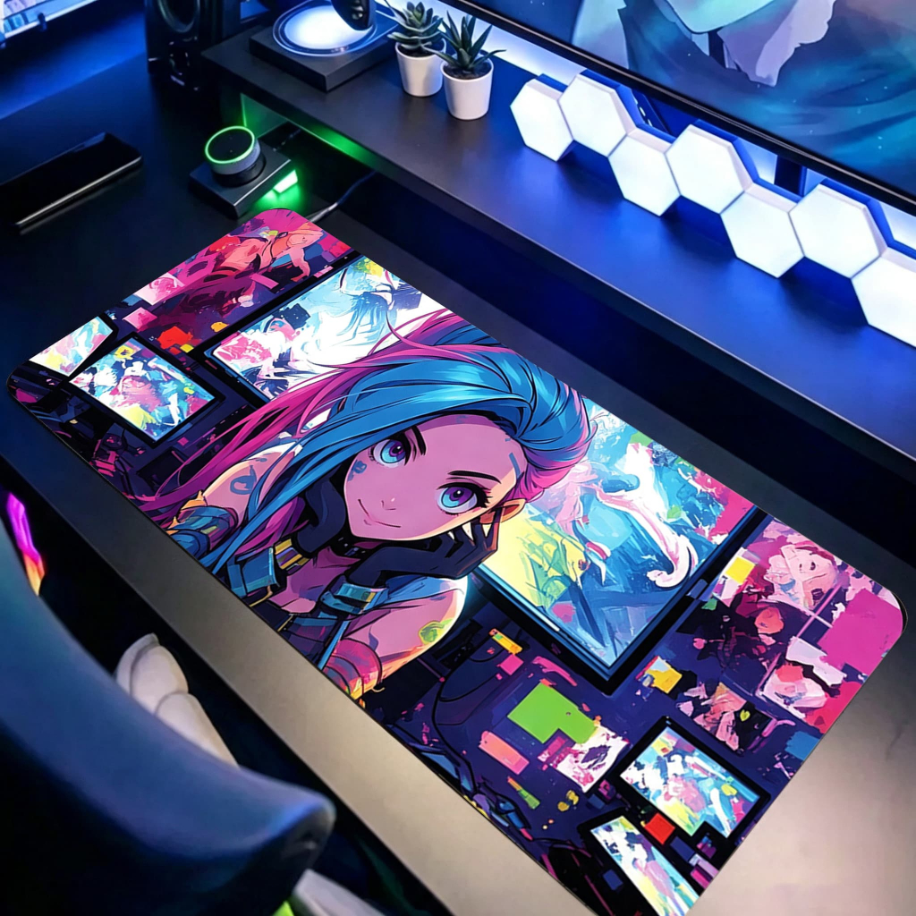 Tấm lót chuột dài Arcane Jinx 80x30cm Hoạt hình dễ thương Kích thước lớn Thỏa mãn màu sắc tươi sáng