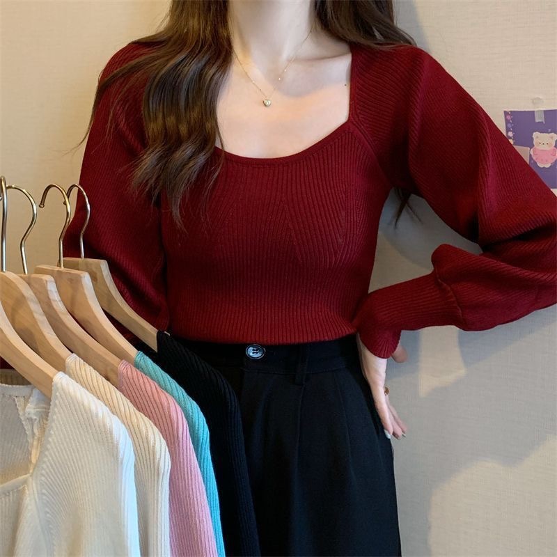 Cuties ️ J136 ️ Áo sơ mi dài tay nữ Áo len dệt kim dài tay phiên bản Hàn Quốc 6 màu