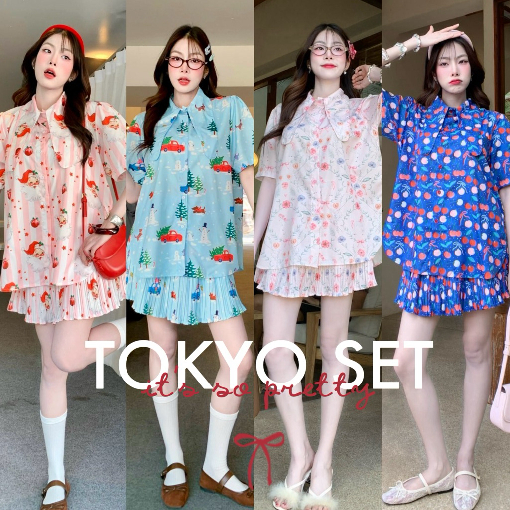 EM.HINT Tokyo set Áo Sơ Mi Cổ Váy Xếp Ly