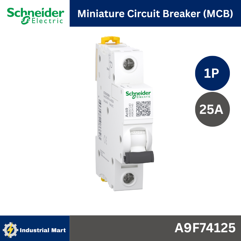 Schneider A9F74125 MCBActi9 iC60N C-Curve,400VAC,1P 25A 10kA