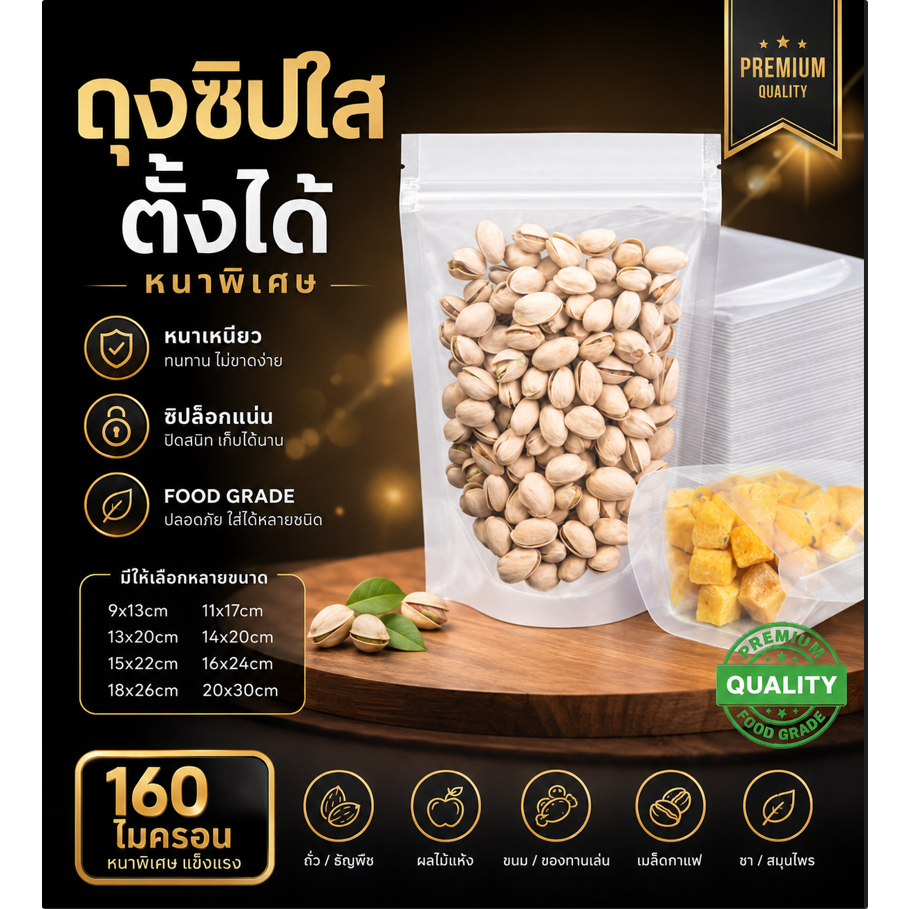 Túi Ziplock trong suốt Stand Up Poly Snack (Gói 50)