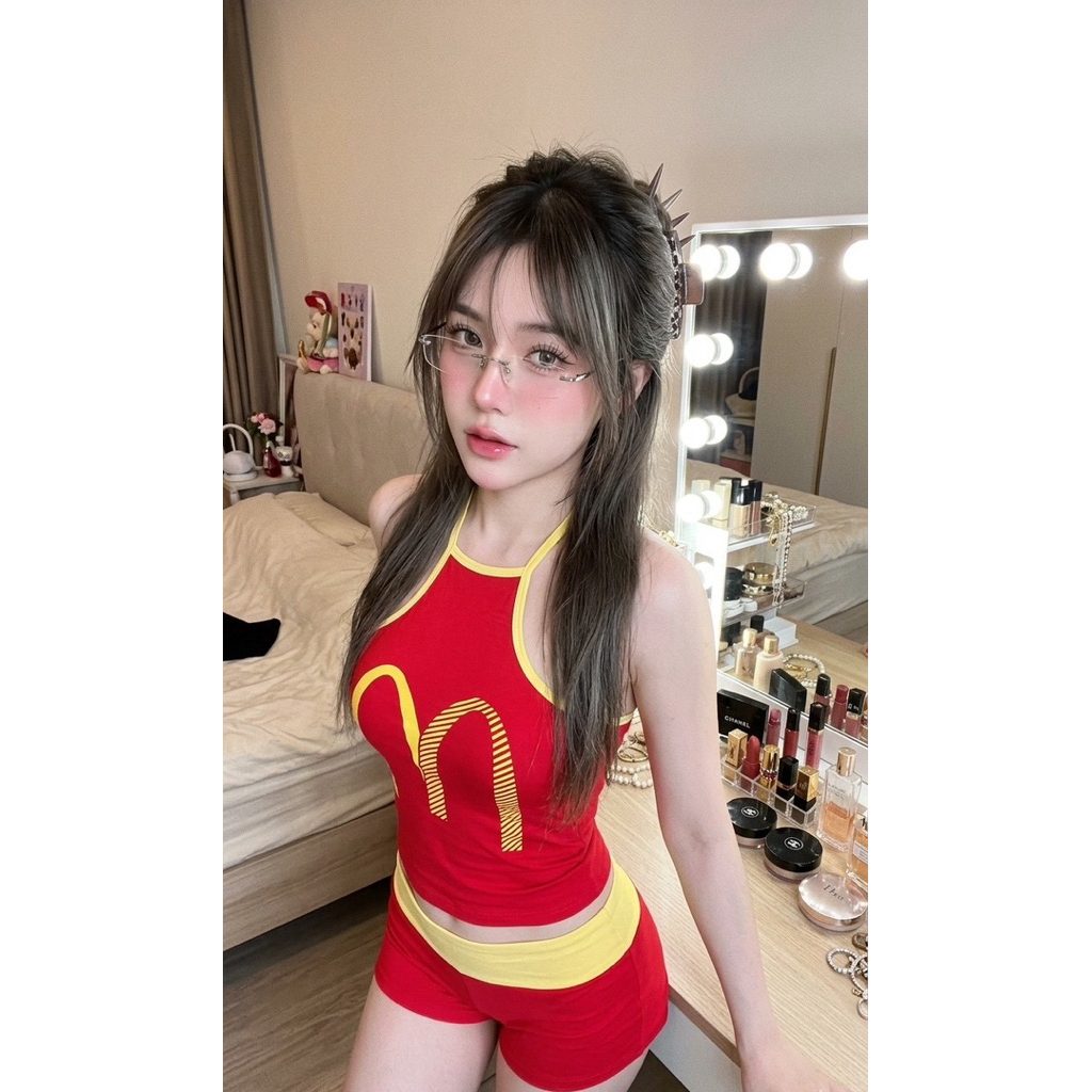 MỚI Bộ 2 Món Vòng Cổ + Quần Short MC Xu Hướng Dễ Thương LB 42 Vai shop