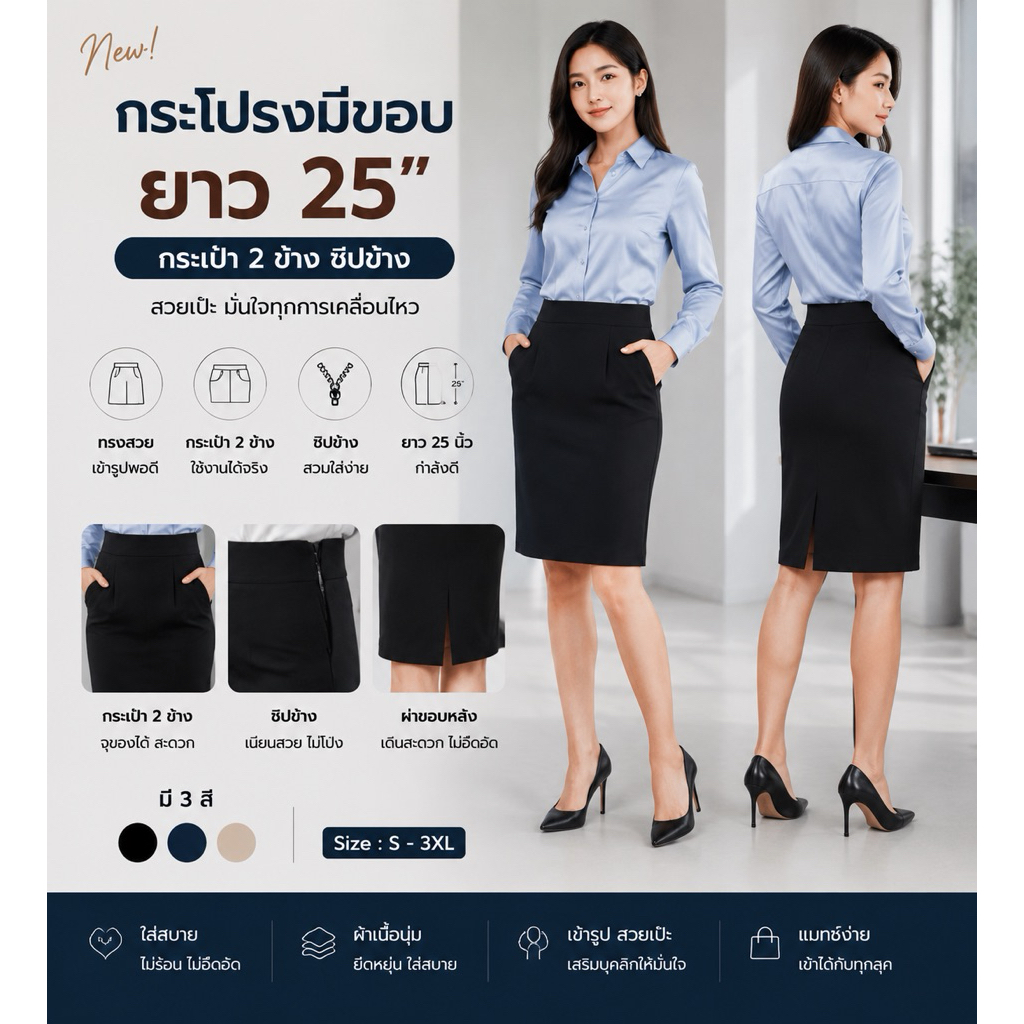 Váy có viền Túi 2 mặt XS-6XL