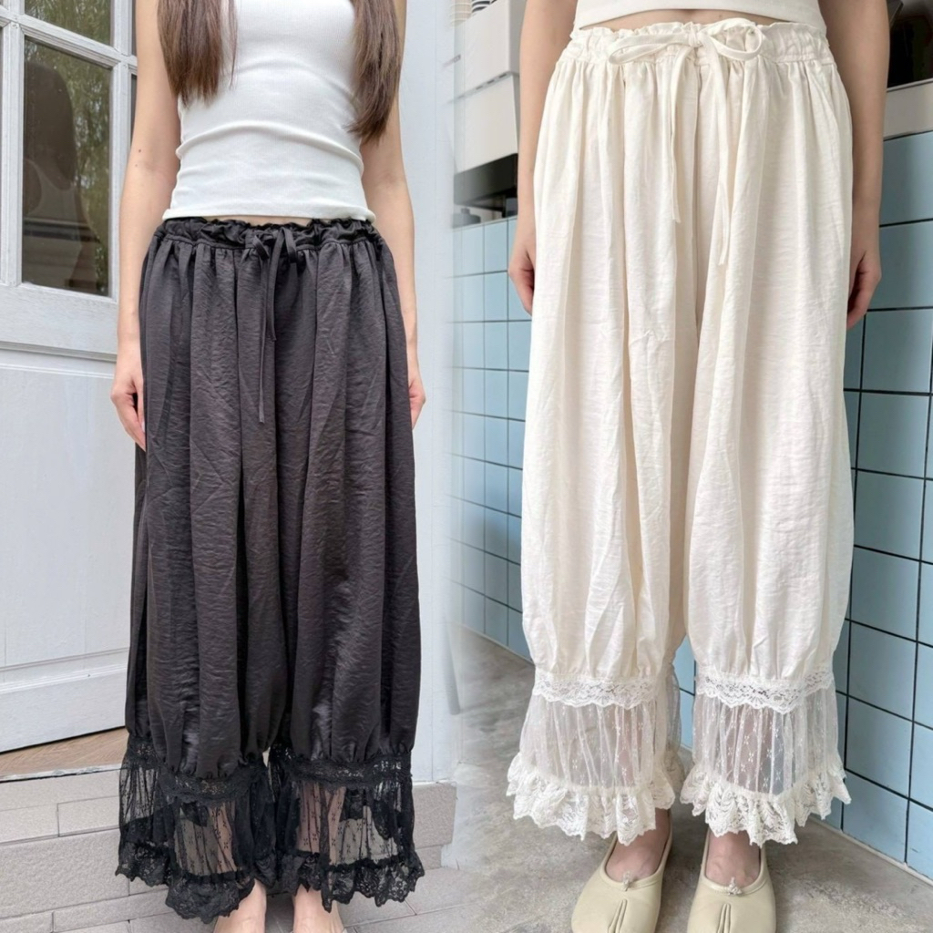 VALEN BASIC STORE Quần Harem Bohemian Ren viền