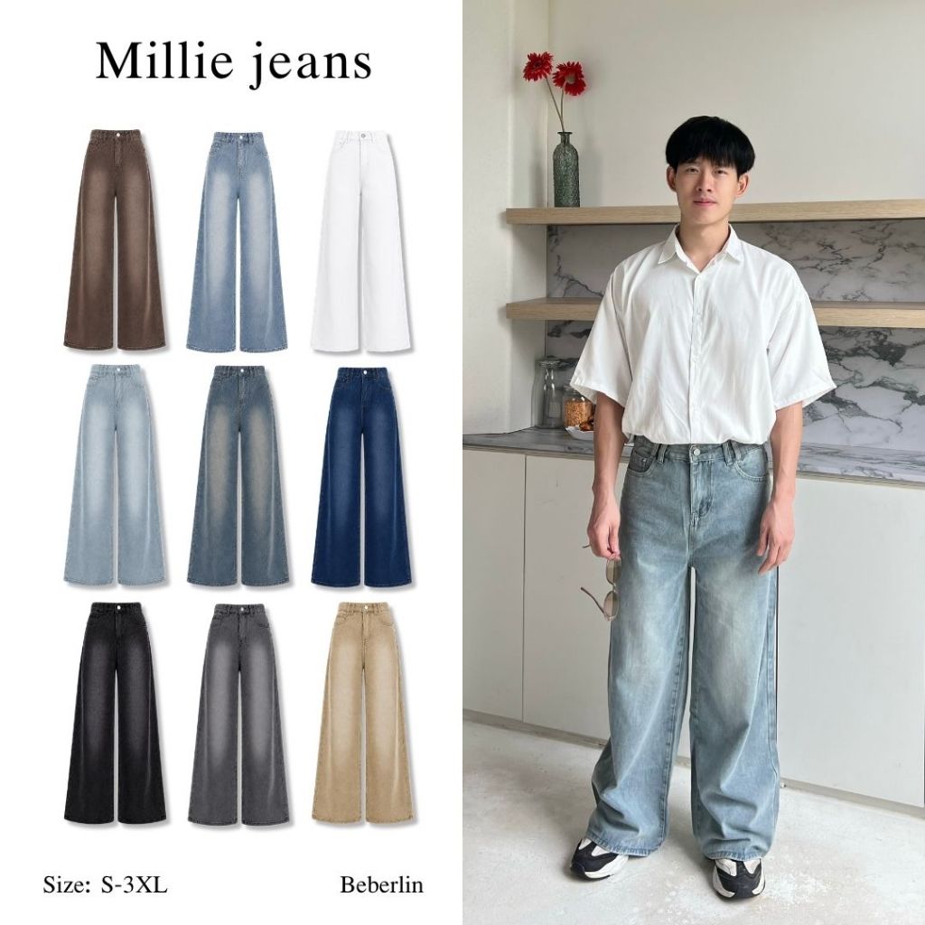 Quần jean nam Beberlin Big Barrel Legs Fade Color Millie Model / No: 2389