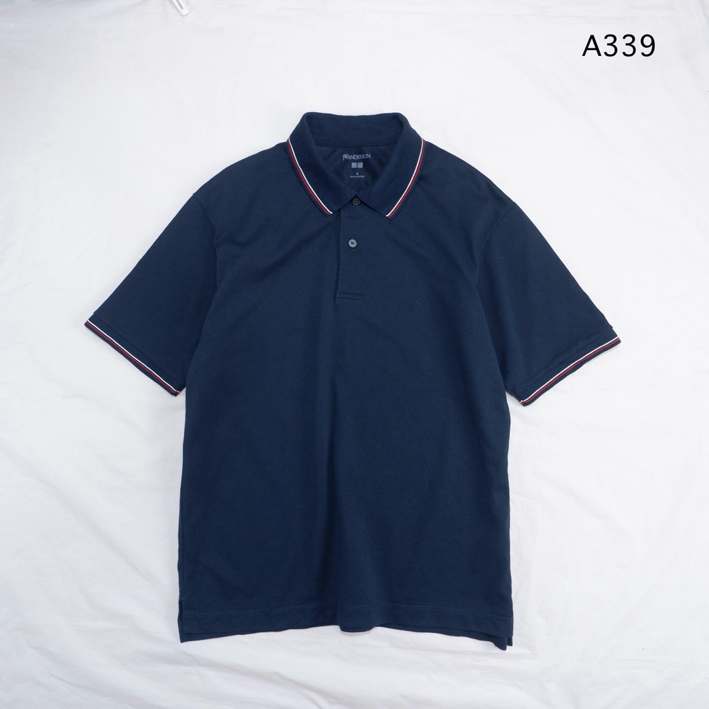 A339 Áo Sơ Mi Polo Nam Uniqlo x JWA Vải Dã Ngoại Màu Xanh Navy Size M Inch