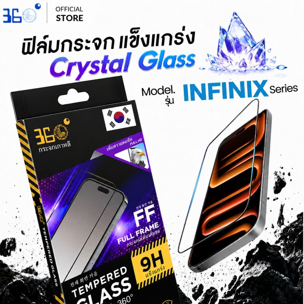 [360] Phim thủy tinh trong suốt toàn màn hình Infinix Crystal Hard Hot 60 Pro 50i 40Pro 30 40 i 30i 