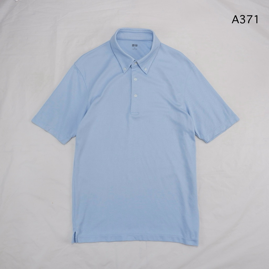 A371 Áo Sơ Mi Polo Nam Uniqlo AIRism Vải Màu Xanh Size M Inch