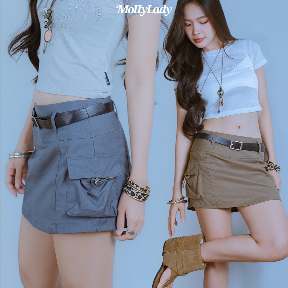 Molly Lady ️ CARGO Váy cắm trại-Có thắt lưng kiểu eo thấp