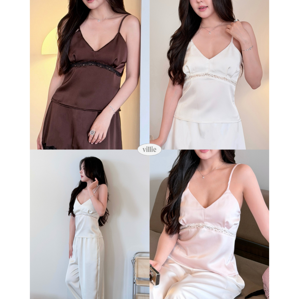 Villie Tiana Top Satin Thắt lưng