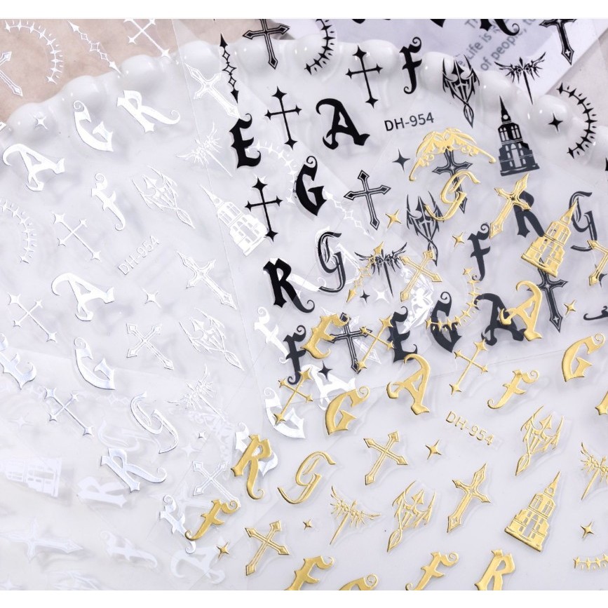 K1.Gothic / Blackletter / Dark Gothic Letter Sticker Cross Star Moon Magic Tự dính [Cửa hàng Thái La