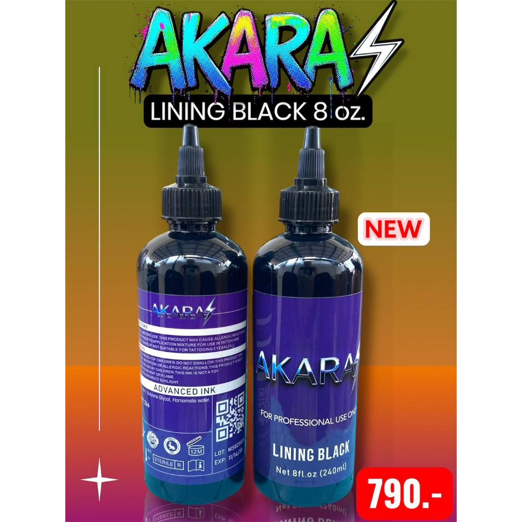 Mực xăm AKARA Đen đậm Mới về Size 8oz để sử dụng với da.