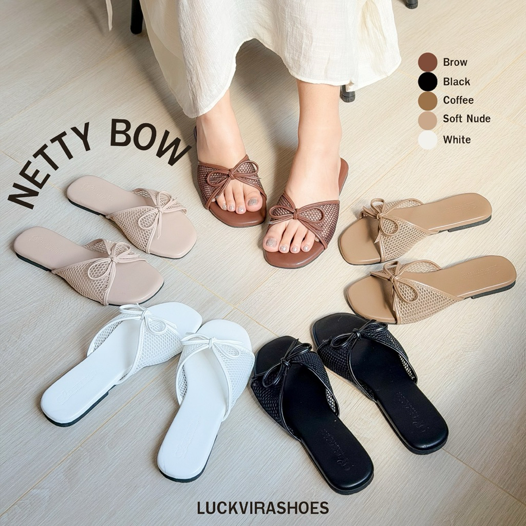 GIÀY LUCVIRA Dép Nơ Netty Mô hình này đi kèm với vải lưới có đế mềm dễ mặc Mã thoải mái LS-08