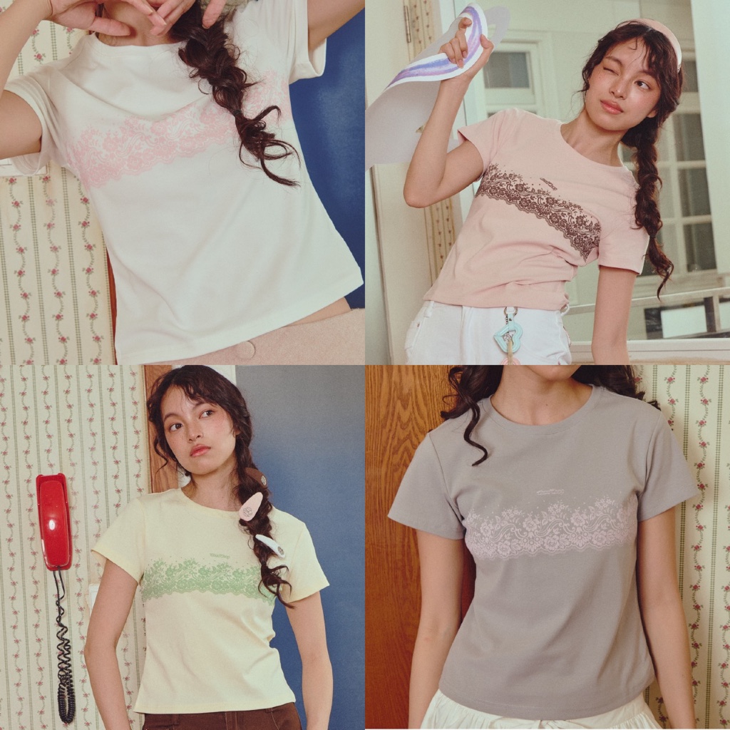 CHUUUCHOP- (S-4XL) Lili tee baby Slim Fit Vải mềm Độ linh hoạt tốt giúp che giấu hình dáng thoải mái