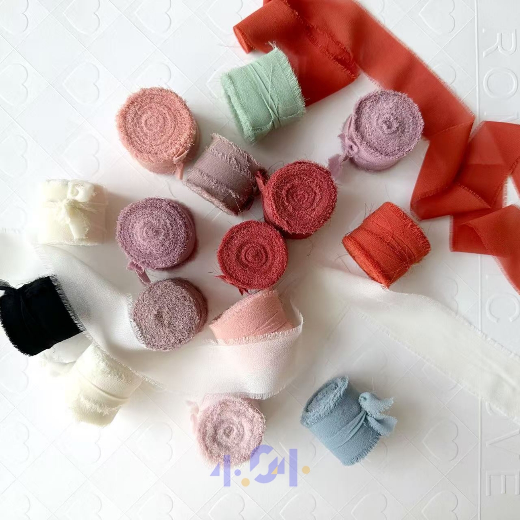 Ruy băng voan tự làm bằng tay 4cm x 7 Yards cho bó hoa, gói quà