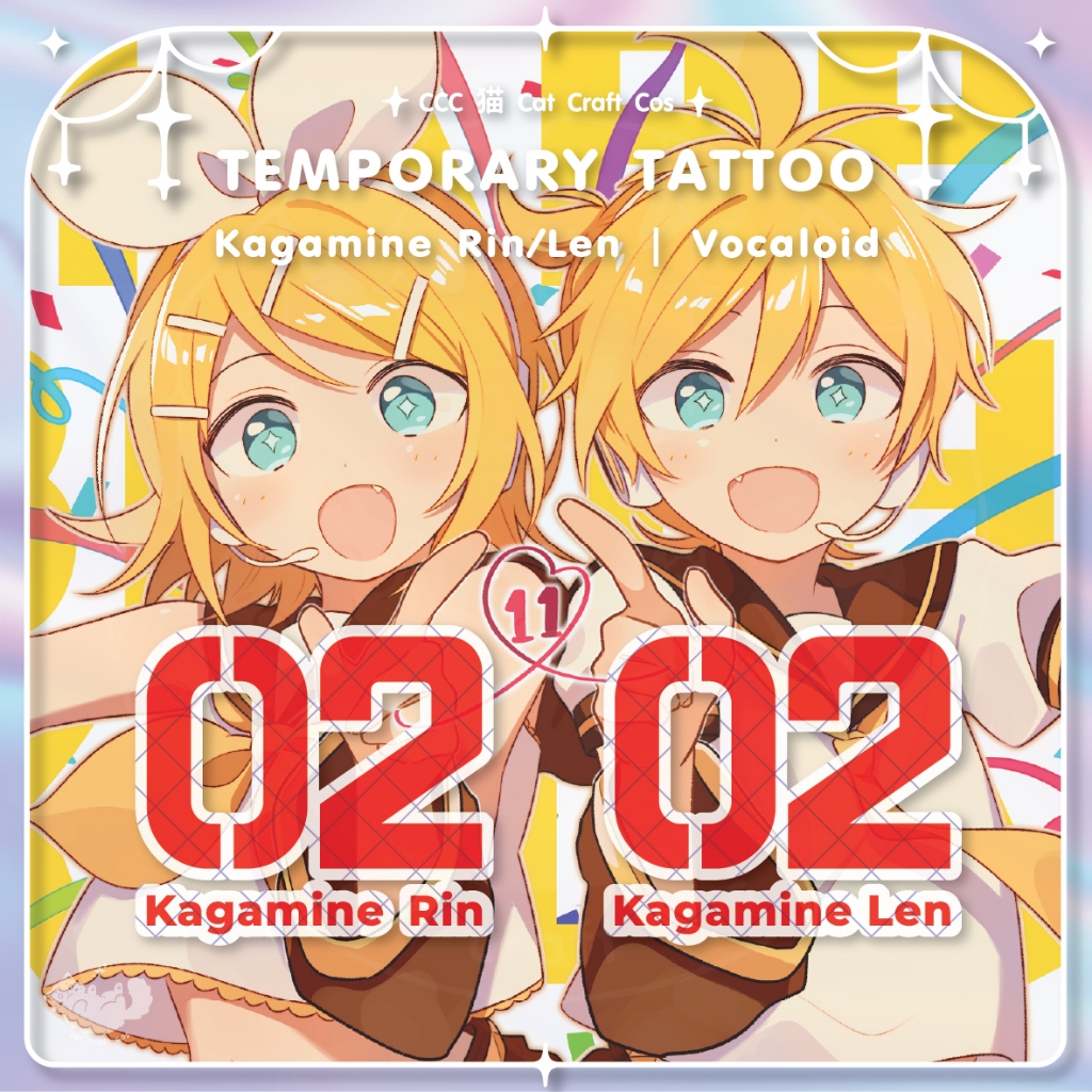 Kagamine Rin / Len Vocaloid Hình xăm hình mờ tạm thời Cosplay | SOC