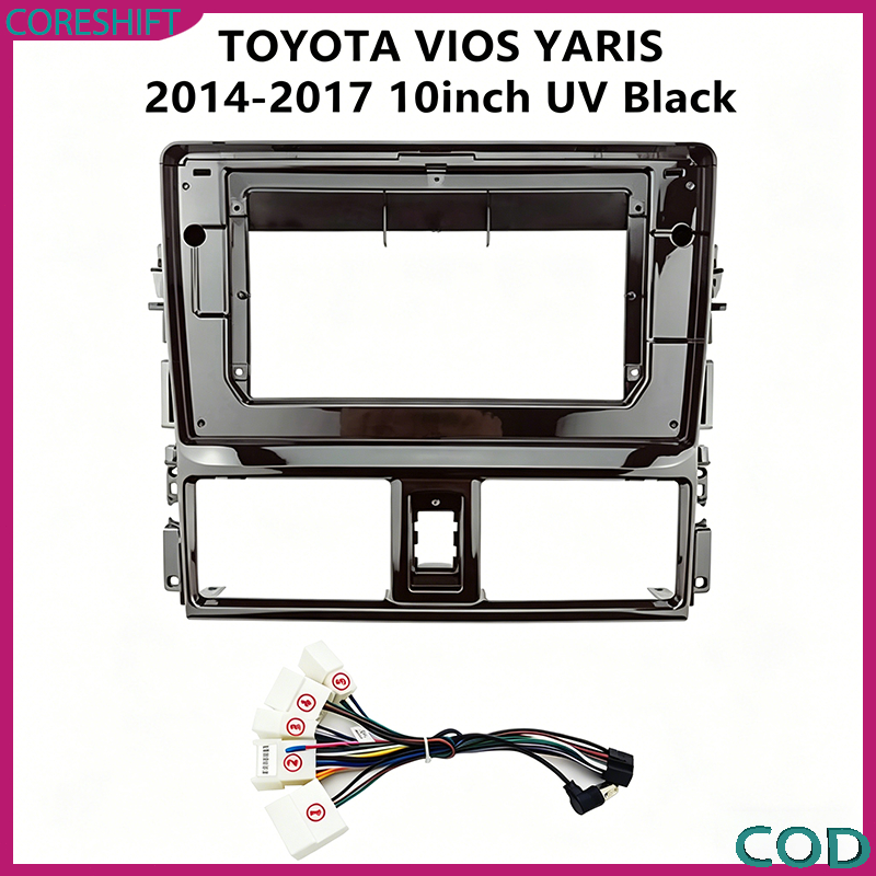 Mặt nạ đen bóng 10 Inch Toyota Vios / Yaris 2013-2021 Màn hình Android có mô hình cắm