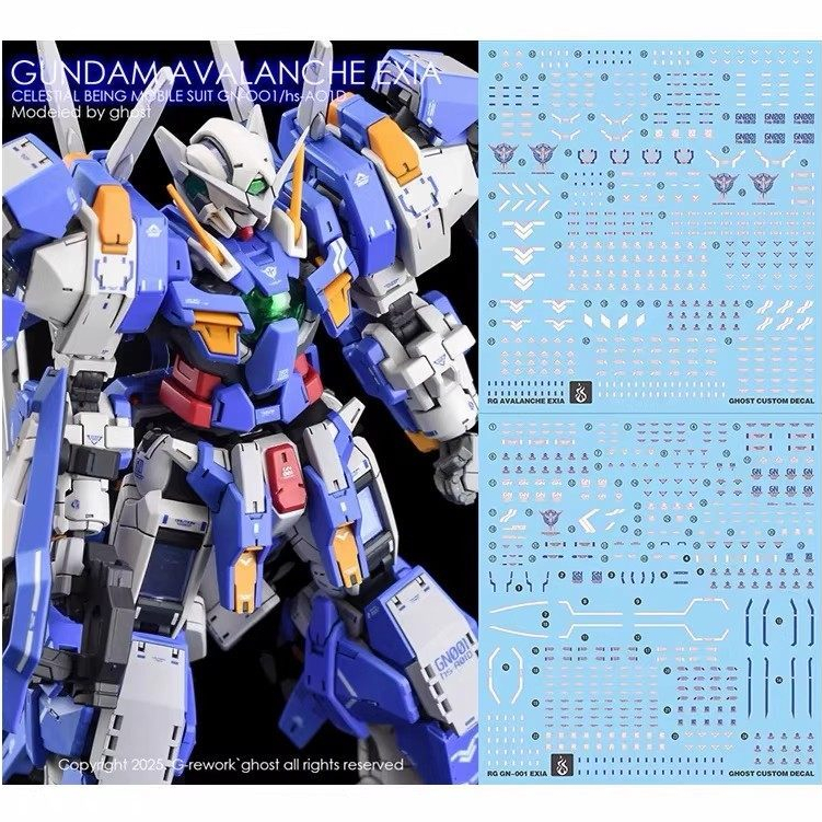 DECAL Water [GHOST] RG 1 / 144 Avalanche Exia gundam Đèn đen phản quang