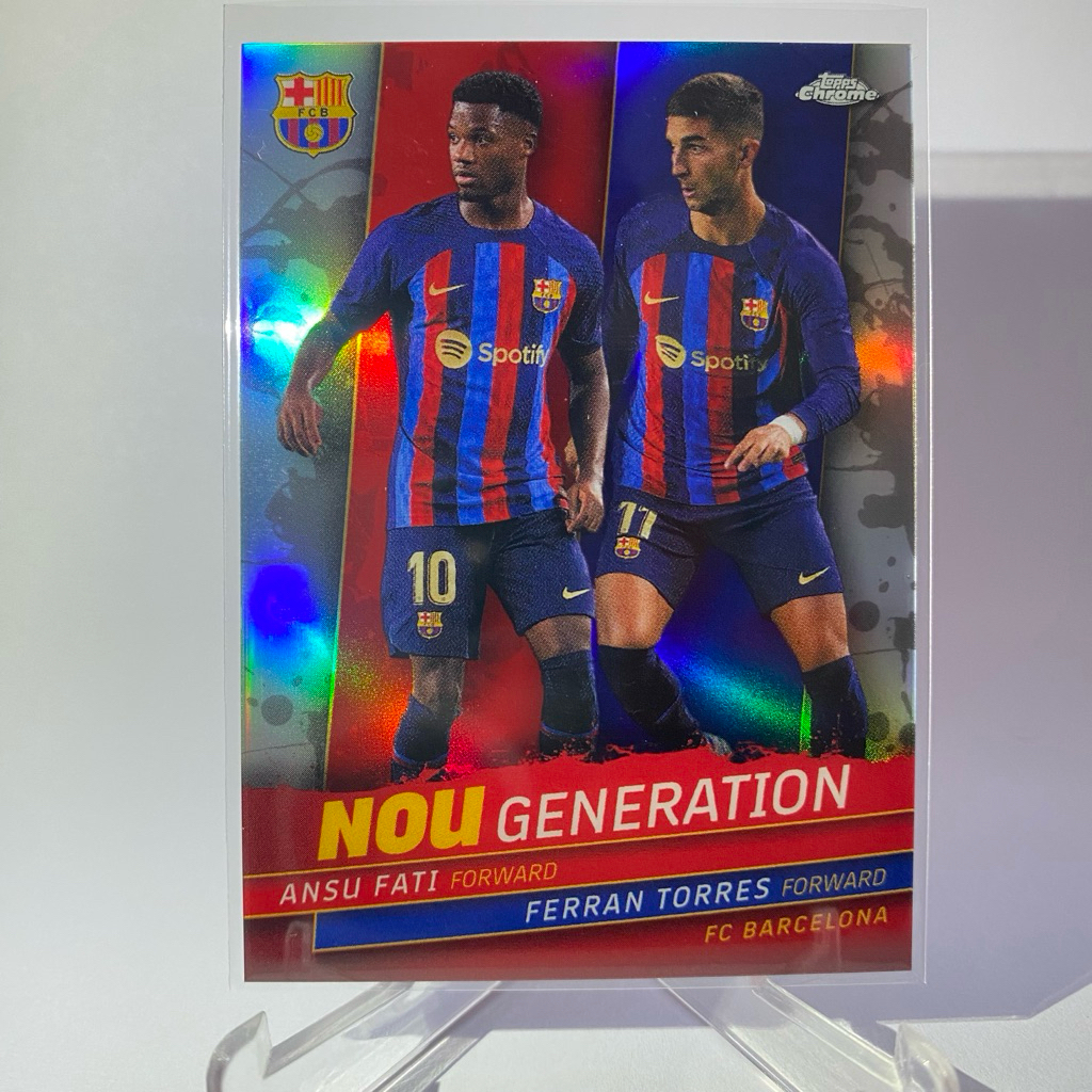 Thẻ bóng đá ANSU FATI FERRAN TORRES BARCELONA NOU GENERATION TOPPS CHROME 2023 No.NG-6