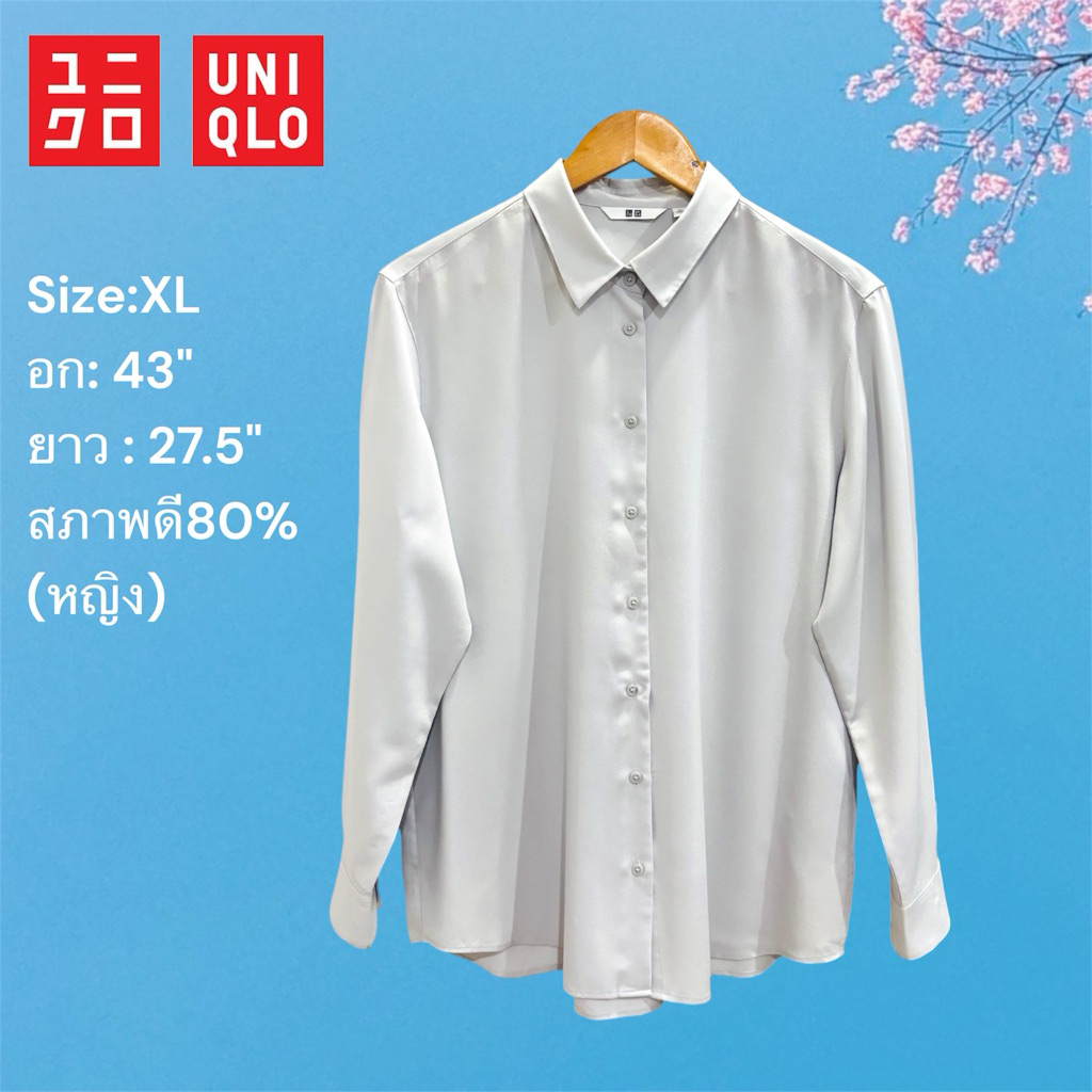 Áo sơ mi Uniqlo XL Rayon (Nữ) Màu xám Pastel Tình trạng tốt