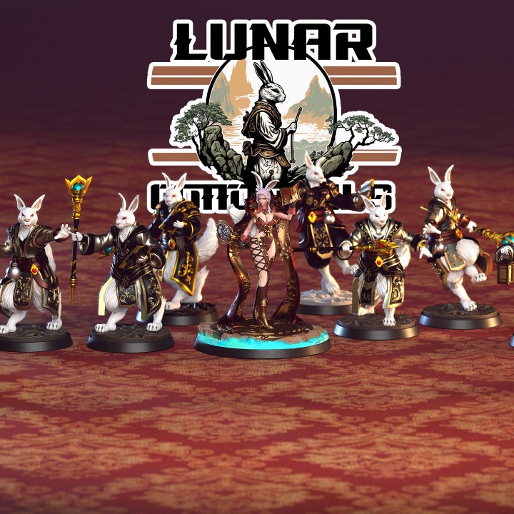 Lunar Cottontails: Bộ sưu tập: Mô hình bảng trò chơi bằng nhựa thu nhỏ được sản xuất để đặt hàng DnD