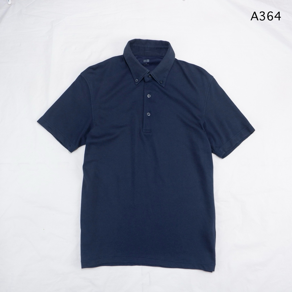 A364 Áo Sơ Mi Polo Nam Uniqlo AIRism Vải Hải Quân Màu Xanh Size M Inch