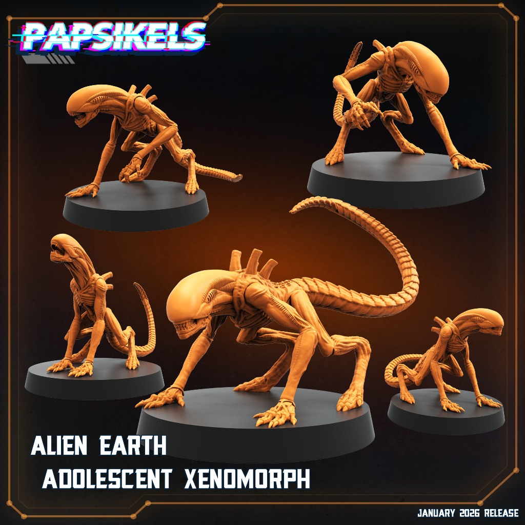Alien Earth Adolescent Mô hình thu nhỏ bằng nhựa Xenomorph cho màn hình trò chơi trên bàn