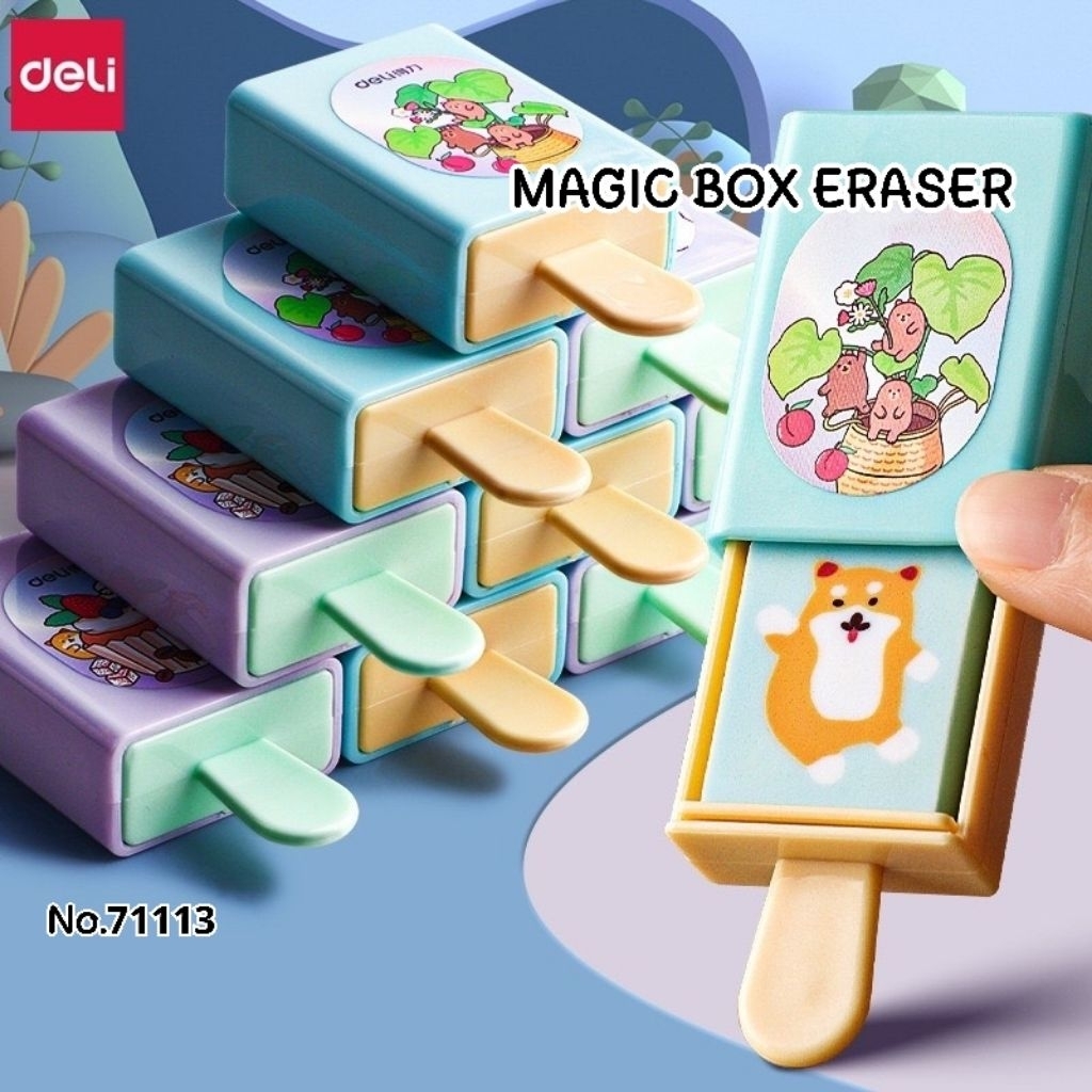 Deli Pencil Eraser Model 71113 "Magic Box Eraser" Ice Cream Stick Shape