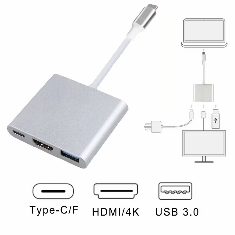 Type-C USB-C sang HDMI 4K Bộ chuyển đổi màn hình máy chiếu HDTV Tương thích DP sang HDMI DVI VGA Min