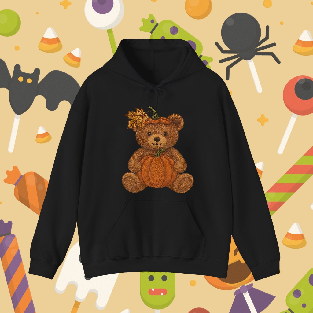 BOO Áo hoodie Halloween Carebears Trò chơi vui vẻ hoặc điều trị? Tay áo dài in Cotton cho người lớn