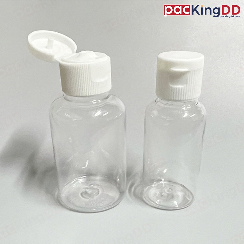 (Gói 12) Chai Nhựa Clear PET White Flip Cover 30 50 ml. Bình chia kem nước rỗng P325 Đóng gói di độn