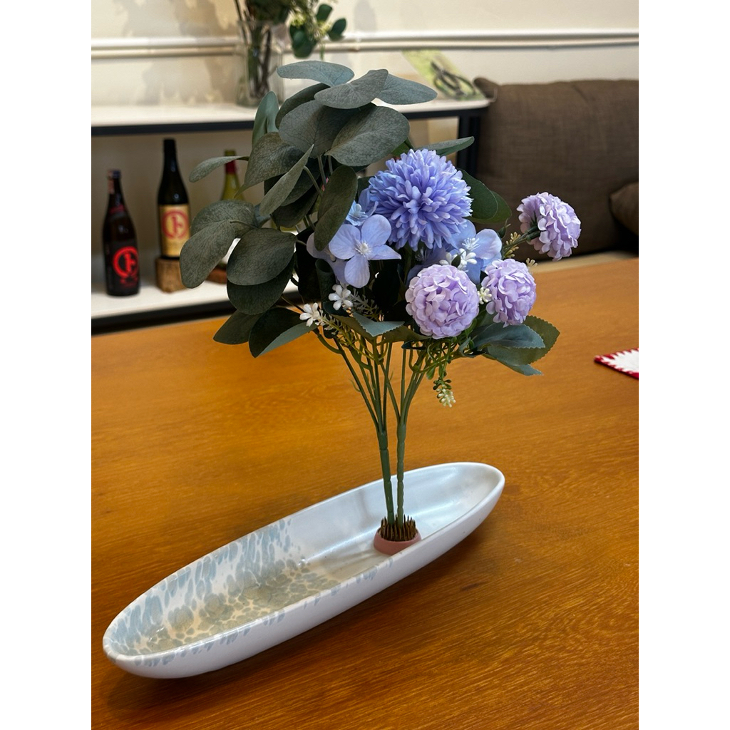 Bình phẳng cắm hoa gốm ikebana