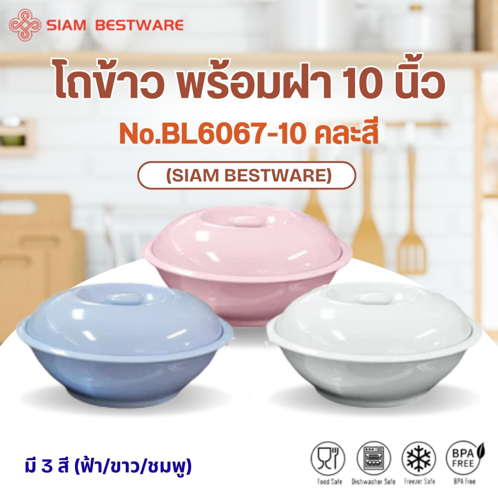Bình cơm Melamine có nắp cỡ 10 inch (SIAM BESTWARE)