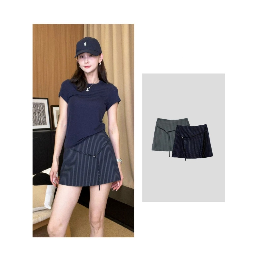 Fairy.store Váy Aurora Quần vợt ngắn sọc phong cách Hàn Quốc TS2135